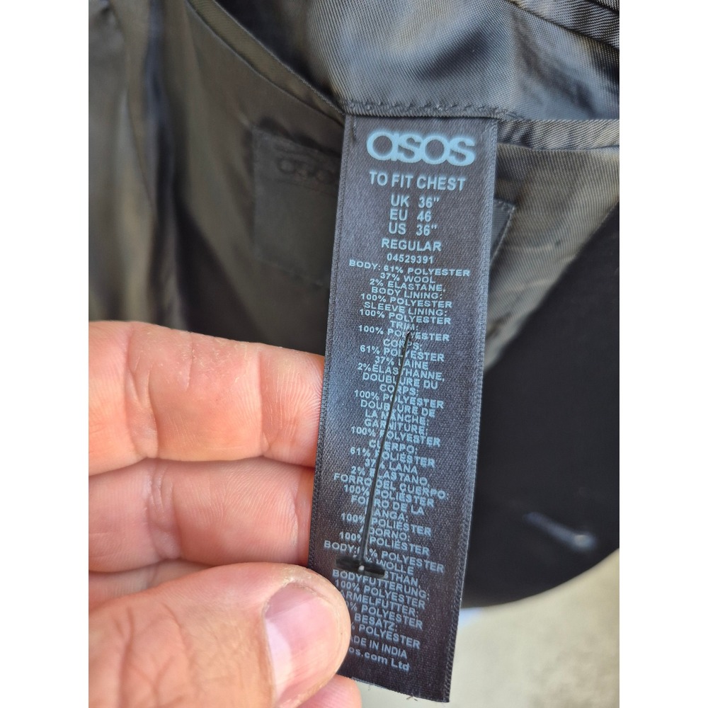 ASOS Mens Navy Blue Wool Blend Tuxedo Blazer Shawl Lapel Dinner Jacket Sz 36 R - Picture 7 of 10